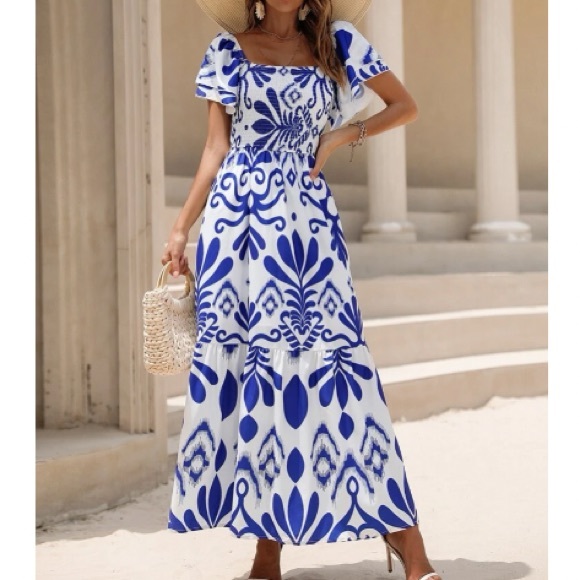 Boho floral print ruffle hem maxi dress - Picture 7 of 9